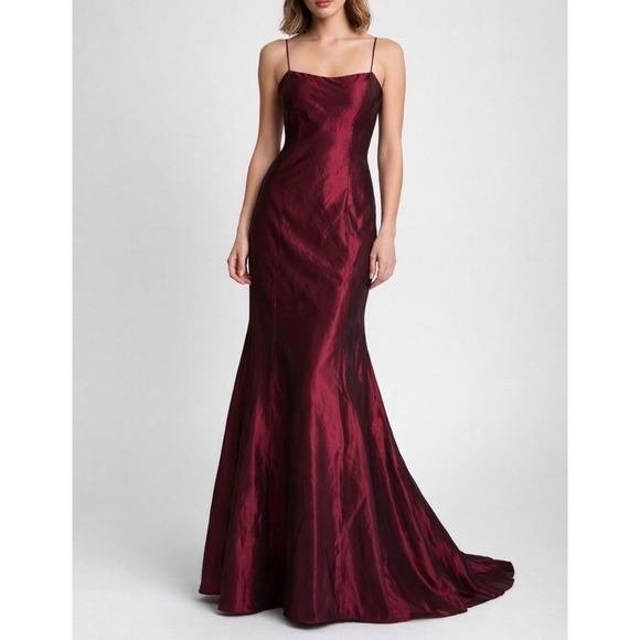 Vera Wang Dresses & Skirts - Vintage Vera Wang Burgundy Wine Iridescent‎ Taffeta Maxi Dress Formal Gown 8